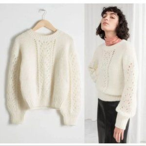 & Other Stories Paris Atelier Ivory Eyelet Sweater, Size XS